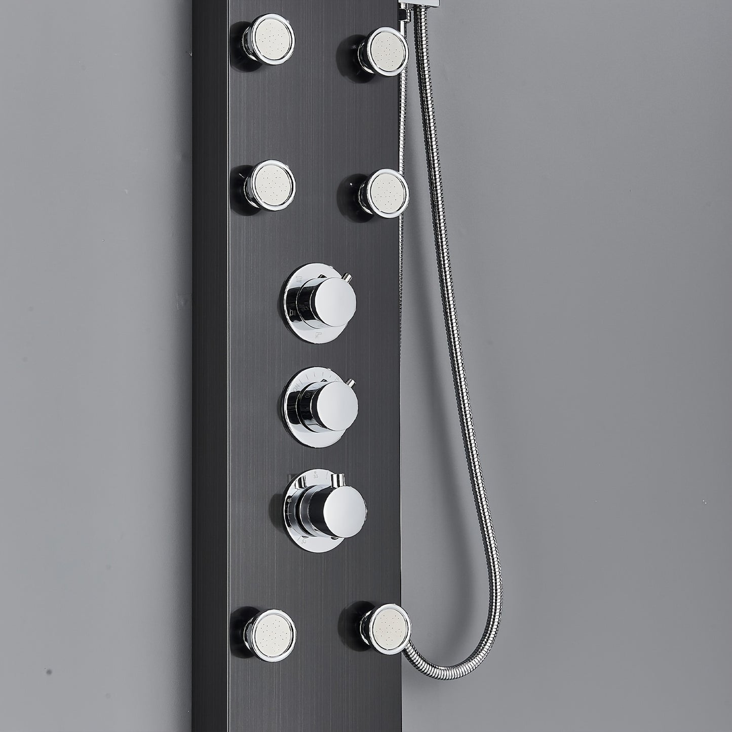 Shower Set for Bathroom, Black Massage Head, Rainfall Shower Panel with 5-Function Shower Tower, Shower Faucet, 5 Shower Modes: Rain And Waterfall Spray, Body Massage Nozzle, Handheld Sprayer, Bathtub Spout, Stainless Steel Shower Column Panel