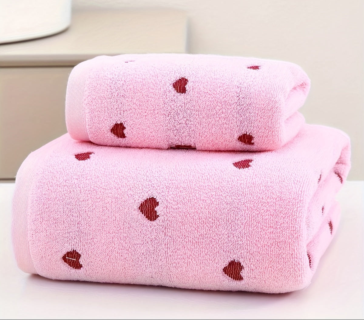 2pcs 1pc 34*75cm + 1pc 70*140cm Pure Valentine's Day Love Jacquard Towel Bath Towel Adult Couple Towel Bath Towel Valentine's Day Gift Towel Bath Towel Universal Home Daily Use Washcloth 35*75cm Towel 1pc and Beach Swimming Bath Towel 70*140cm Bath Towel 1pc