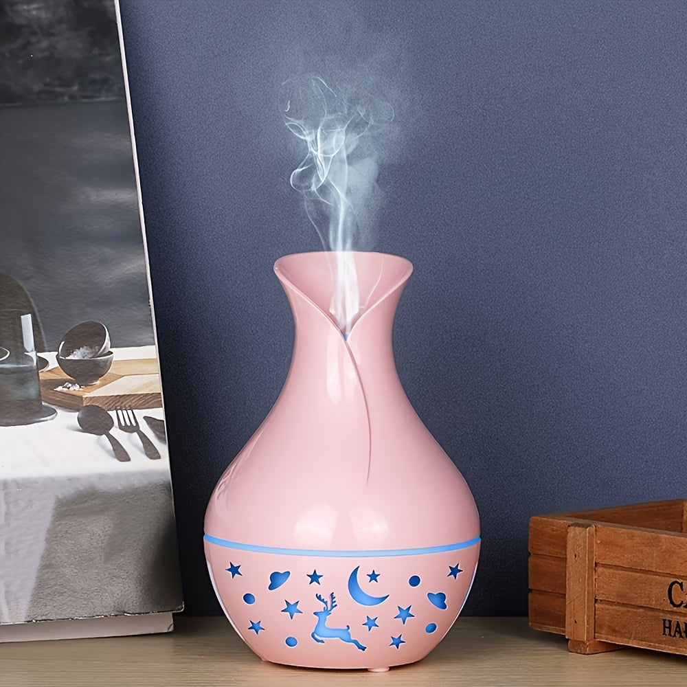 [1pc USB Humidifier & Diffuser] 1pc USB-Powered Vase-Shaped Humidifier & Aromatherapy Diffuser | 200ml Cool Mist Technology | Decorative Multi-Functional Design for Room, Office, Bedroom, Home