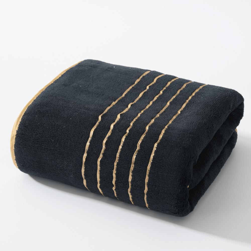 Luxurious Microfiber Bath Towel Set with Golden Trim - 6pcs