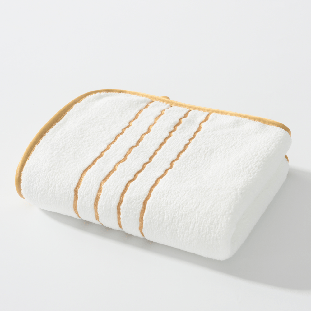 Luxurious Microfiber Bath Towel Set with Golden Trim - 6pcs