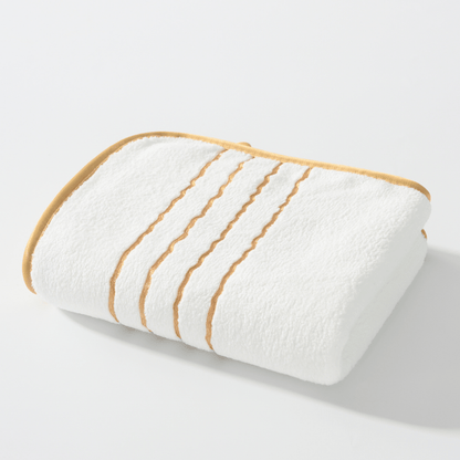 Luxurious Microfiber Bath Towel Set with Golden Trim - 6pcs