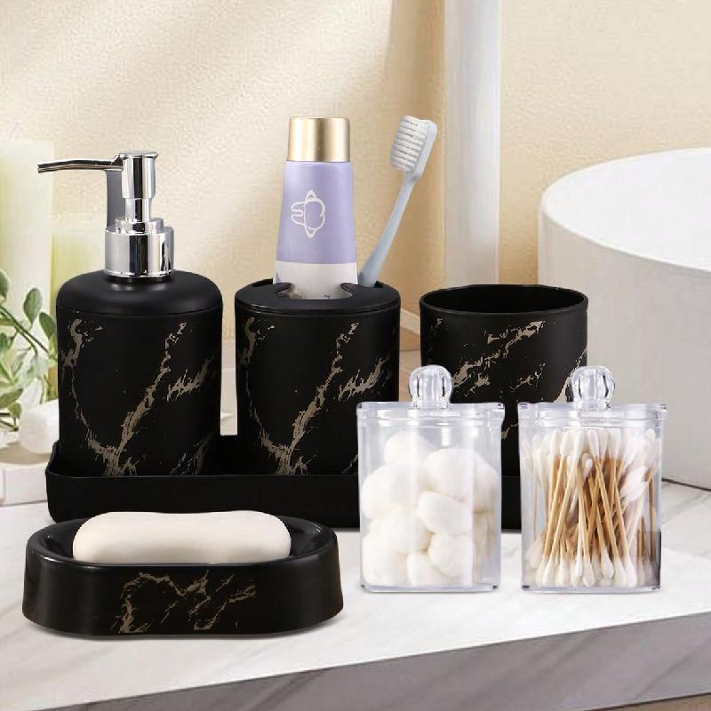 7pcs Marble Soap Bottle Kit, Bathroom Supplies