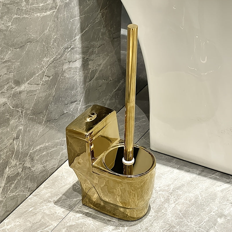Quirky Mini Toilet Brush in Golden, a Stylish Cleaning Tool for The Bathroom