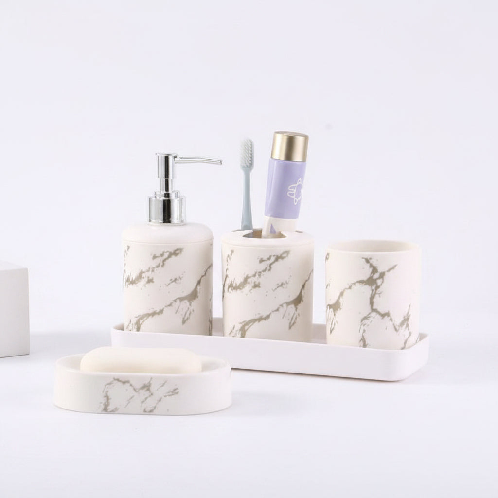 7pcs Marble Soap Bottle Kit, Bathroom Supplies