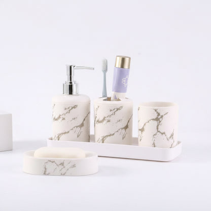 7pcs Marble Soap Bottle Kit, Bathroom Supplies