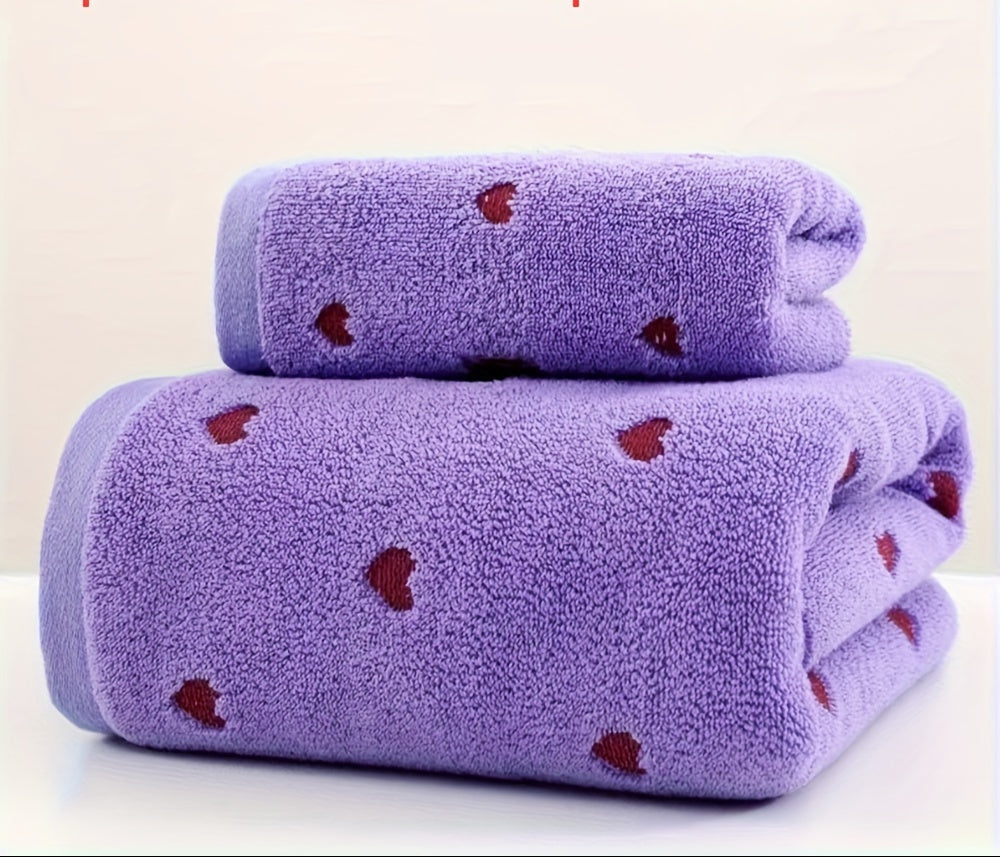 2pcs 1pc 34*75cm + 1pc 70*140cm Pure Valentine's Day Love Jacquard Towel Bath Towel Adult Couple Towel Bath Towel Valentine's Day Gift Towel Bath Towel Universal Home Daily Use Washcloth 35*75cm Towel 1pc and Beach Swimming Bath Towel 70*140cm Bath Towel 1pc
