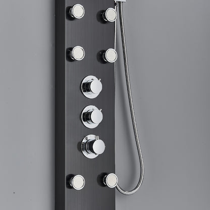 Shower Set for Bathroom, Black Massage Head, Rainfall Shower Panel with 5-Function Shower Tower, Shower Faucet, 5 Shower Modes: Rain And Waterfall Spray, Body Massage Nozzle, Handheld Sprayer, Bathtub Spout, Stainless Steel Shower Column Panel
