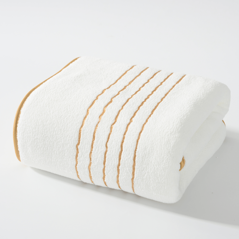 Luxurious Microfiber Bath Towel Set with Golden Trim - 6pcs