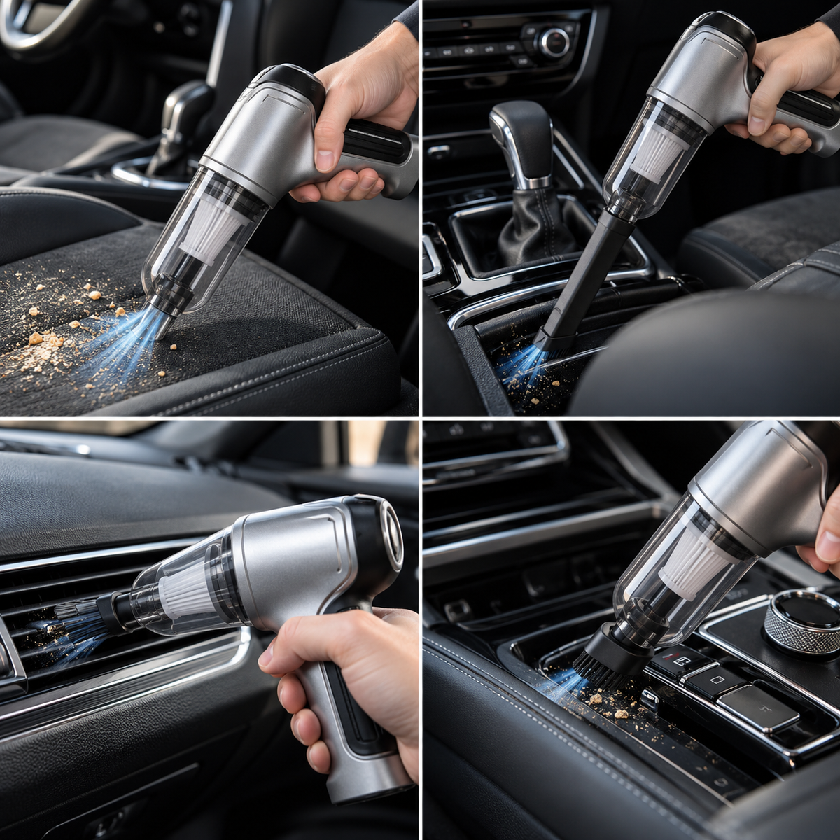 Aspirador de Mano Inalámbrico 4 en 1 con Soplador y Compresor, USB, para Hogar y Coche