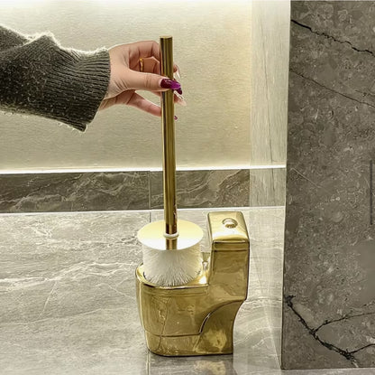 Golden Elegance Toilet Brush - Aura Banho's Luxurious Bathroom Essential