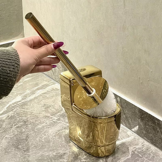 Golden Elegance Toilet Brush - Aura Banho's Luxurious Bathroom Essential