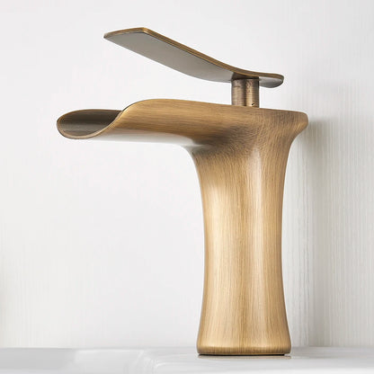 Basin Faucets Waterfall Bathroom Faucet Single handle Basin Mixer Tap Bath Antique Brass Faucet Sink Water Crane Silver Taps