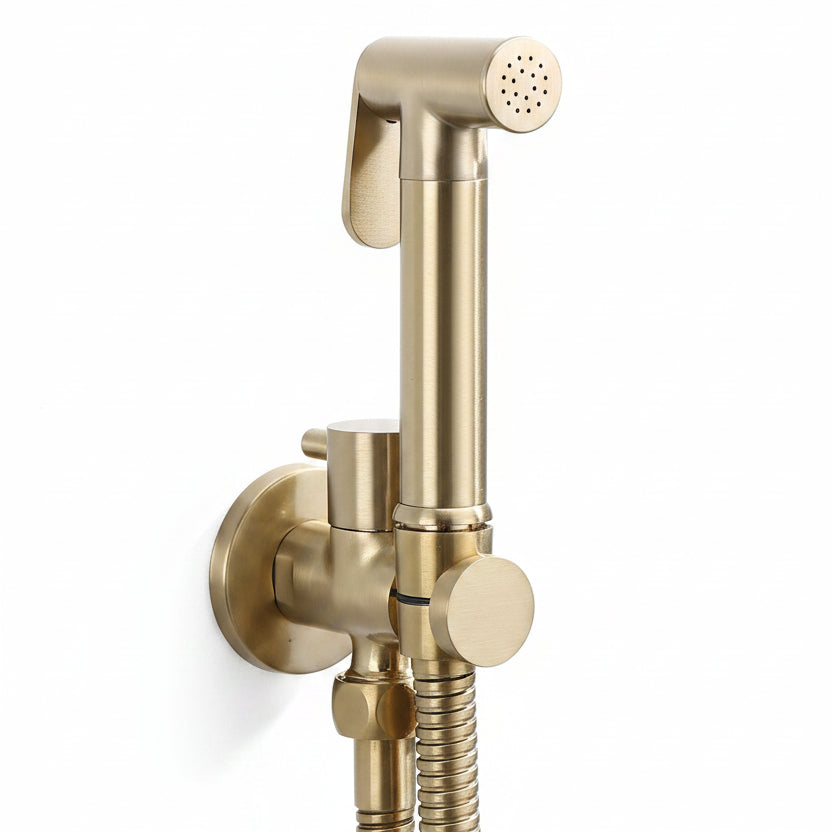 Solid Brass Handheld WC bidé pulverizador conjunto Acessórios Preto Bidé torneira para banheiro portátil Hand higiênico pulverizador chuveiro Jet Tap Auto limpeza Brushed Gold Chrome Polido