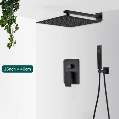 Elegant Black Concealed Shower System with Waterfall Feature