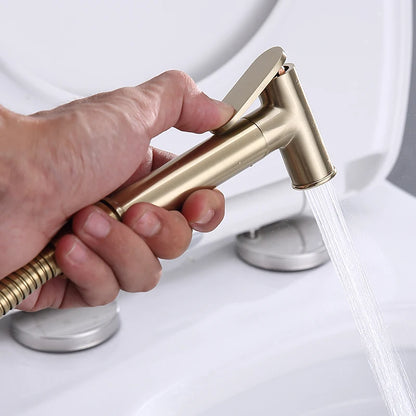 Solid Brass Handheld WC bidé pulverizador conjunto Acessórios Preto Bidé torneira para banheiro portátil Hand higiênico pulverizador chuveiro Jet Tap Auto limpeza Brushed Gold Chrome Polido