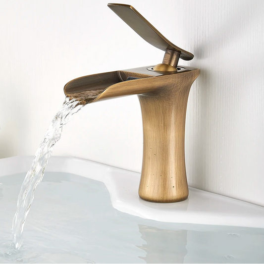 Basin Faucets Waterfall Bathroom Faucet Single handle Basin Mixer Tap Bath Antique Brass Faucet Sink Water Crane Silver Taps