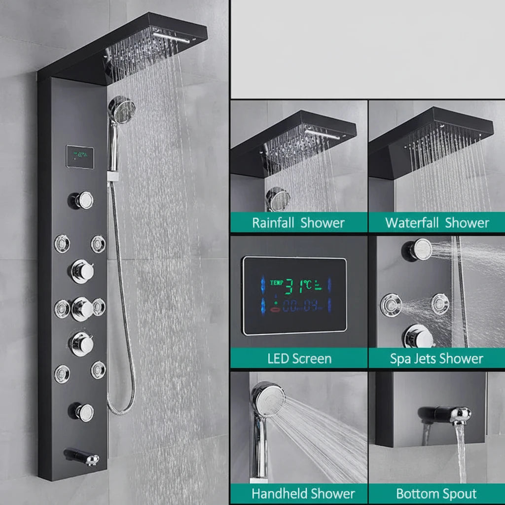 Luxurious LED Shower Panel with Spa Massage