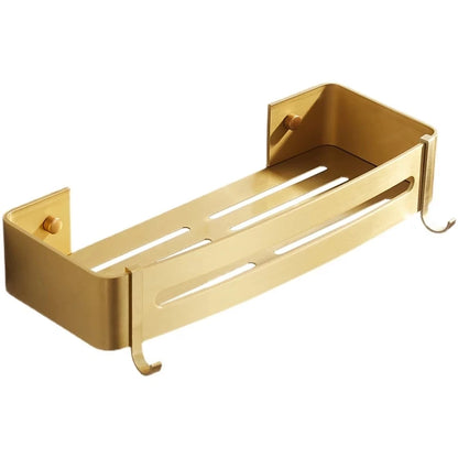 Elegant Wall-Mounted Corner Bathroom Shelf - Brushed Aluminum