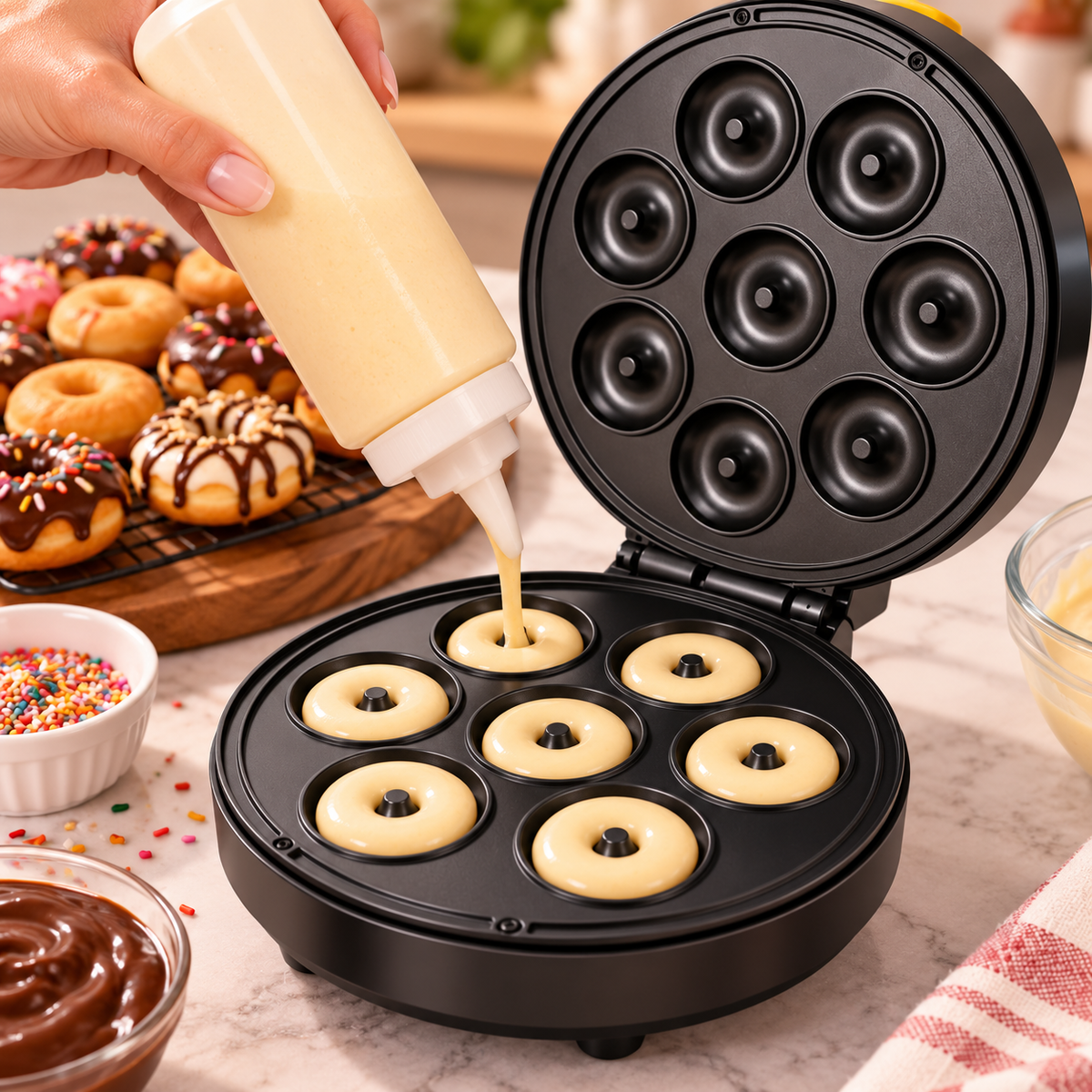 Máquina Mini Donera Eléctrica - Prepara Donas Caseras Fácil y Rápido