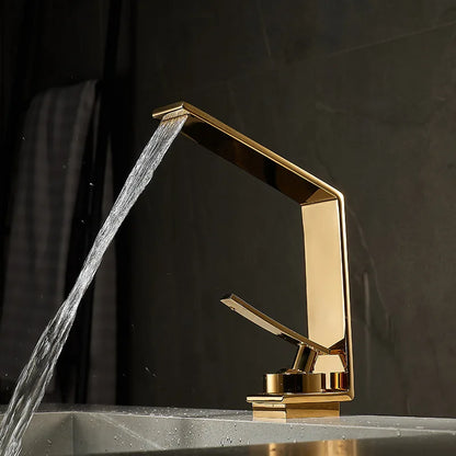 Elegant Brushed Gold Waterfall Bathroom Faucet - Aura Banho