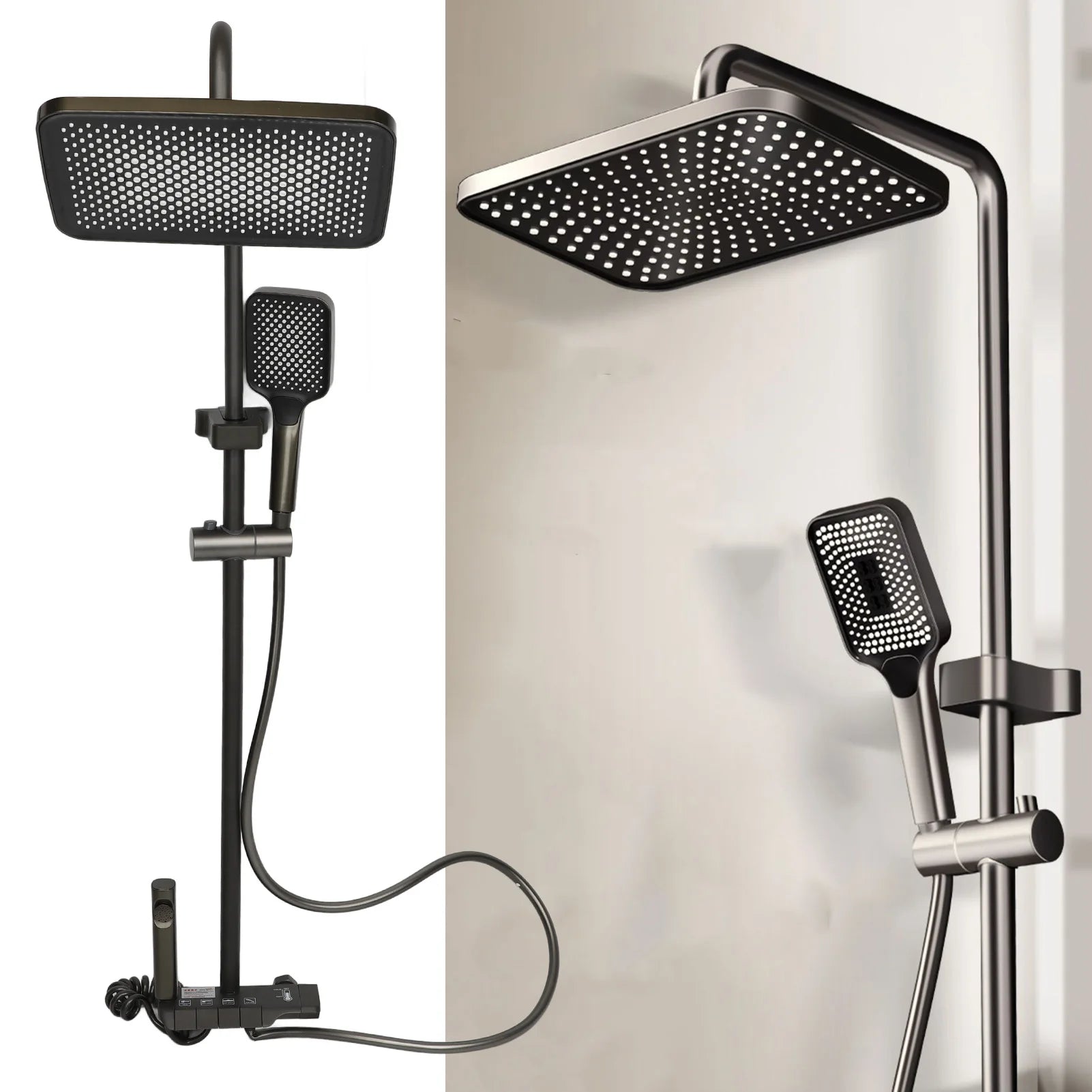 Shower Head Set Shower Head Set with Handle Bathroom Rainfall System Wall Mounted Fixtures Rain Shower Complete Combo