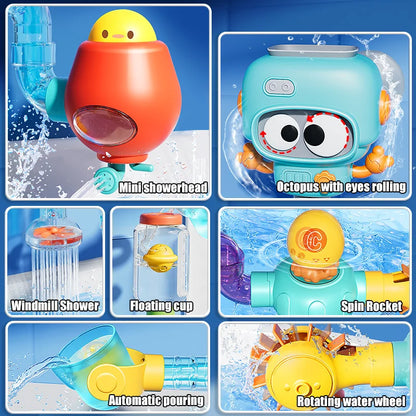 Rotating Tube and Water Play Set for Children's Bath Time