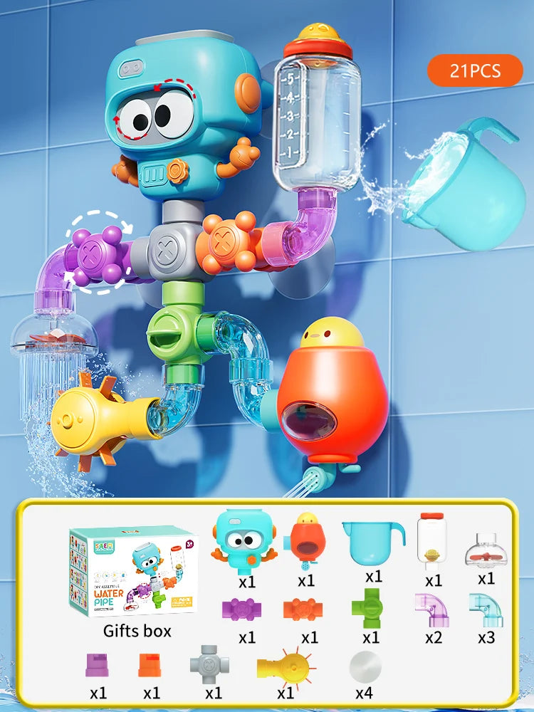 Rotating Tube and Water Play Set for Children's Bath Time