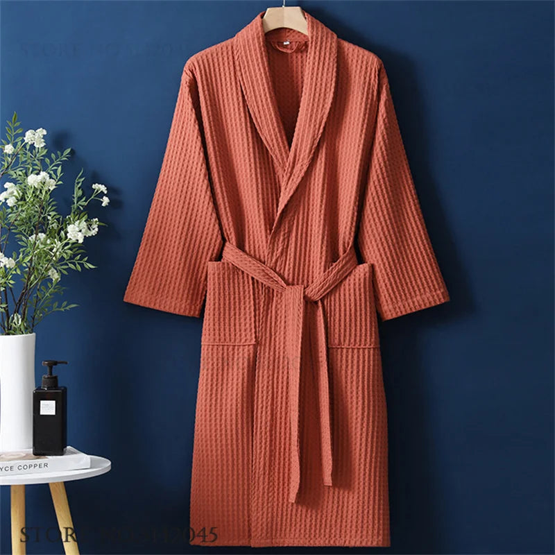 Luxurious Waffle Cotton Bathrobe - Aura Banho