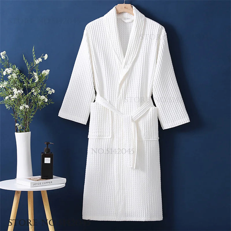 Luxurious Waffle Cotton Bathrobe - Aura Banho
