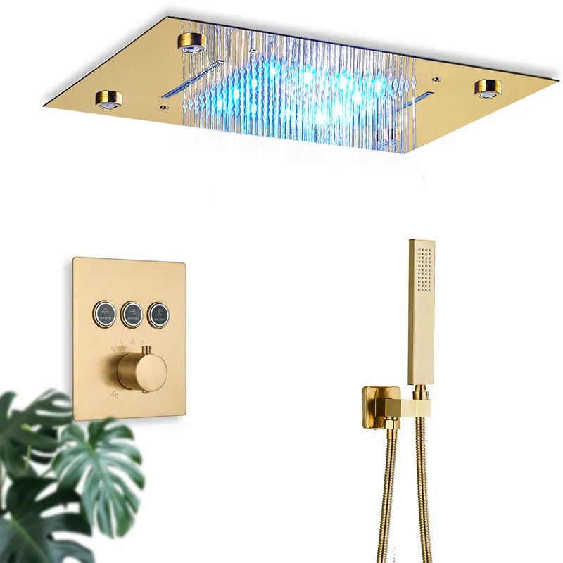 Luxurious Thermostatic LED Shower System - Ceiling Mount