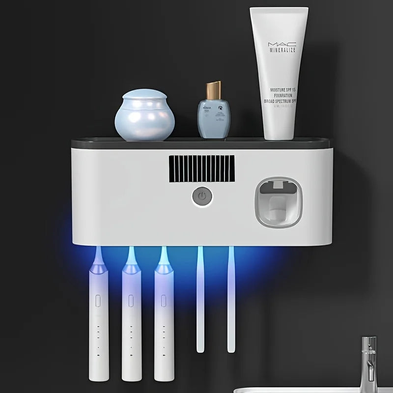 Smart UV Sanitizing Toothbrush Holder with Automatic Dispenser