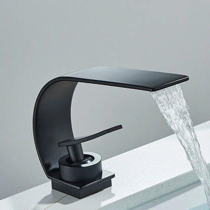 Elegant Matte Black Waterfall Bathroom Faucet