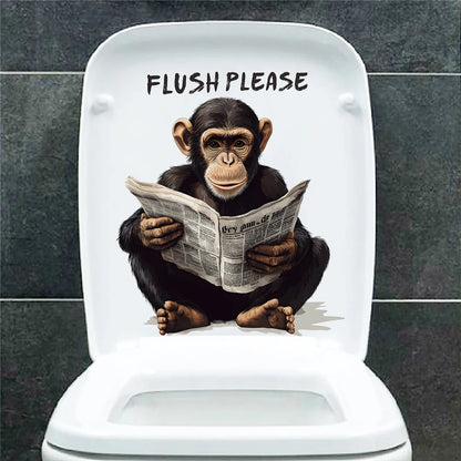 Chimpanzee Newspaper Sticker for the Toilet