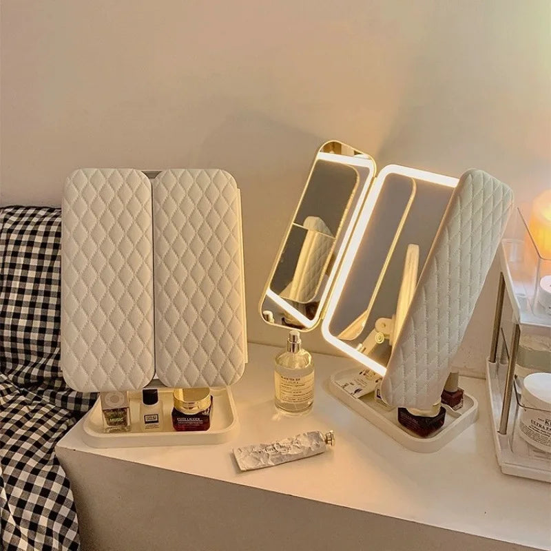 Trifold Makeup Mirror Led Lights makeup & Skin Care