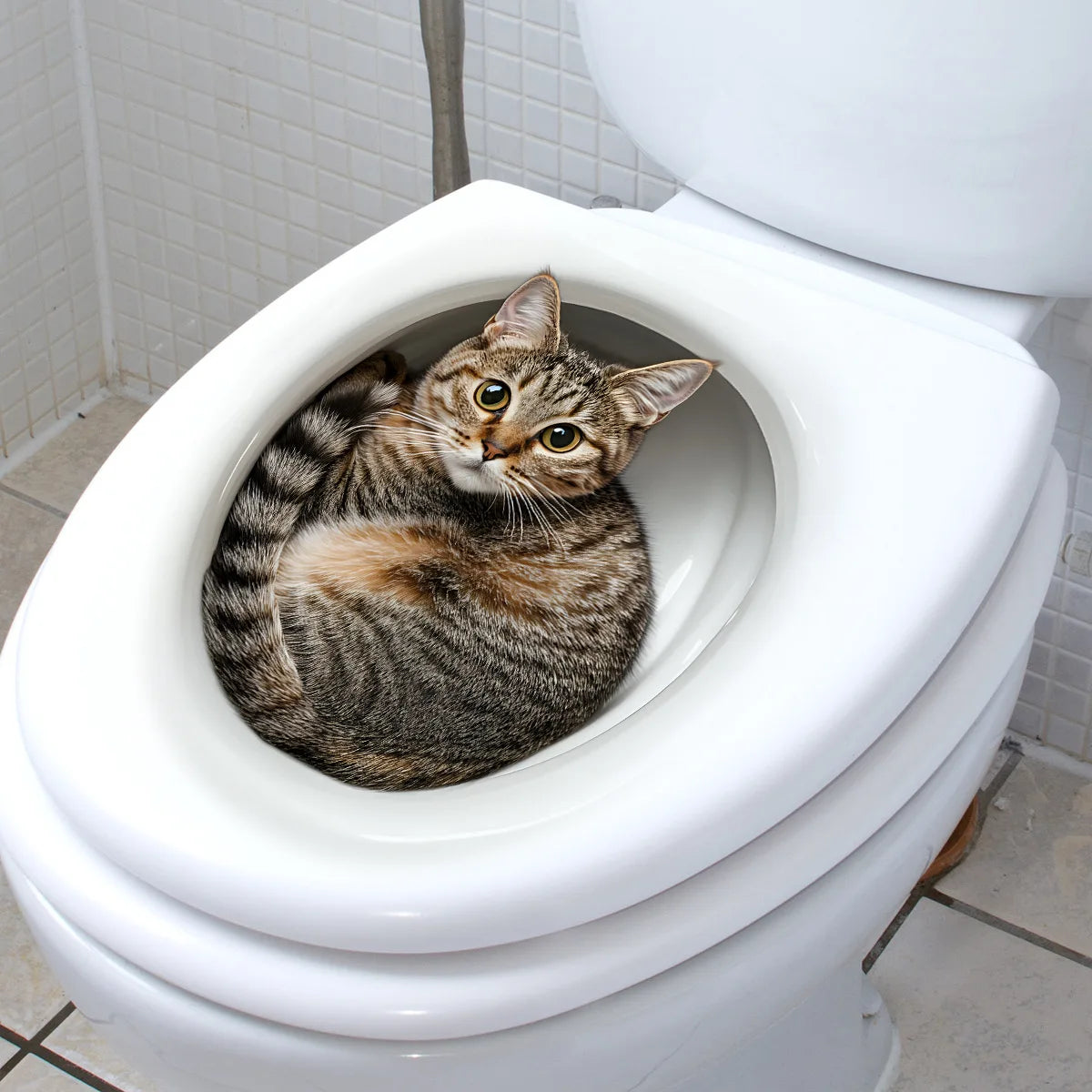 Funny 3D Cat Sticker for Toilet Bowl