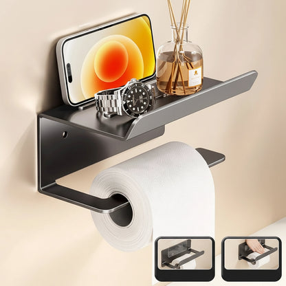 Space-Saving Toilet Paper Holder with Storage Shelf - Aura Banho