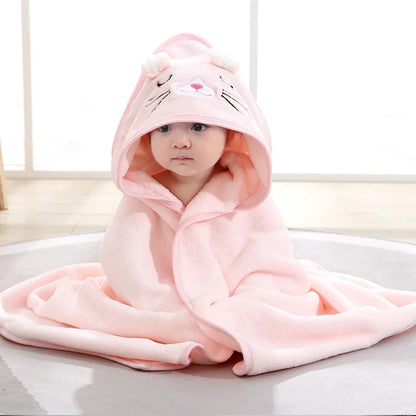 Baby Bath Towels With Cartoon Print and Hood