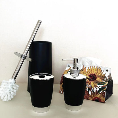 6 Piece Set Luxury Bathroom Fashionable Toilet Supplies Toilet Brush Set Lotion Bottle Toothbrush Holder Soap Box Trash Can