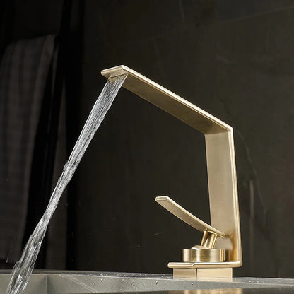 Elegant Brushed Gold Waterfall Bathroom Faucet - Aura Banho