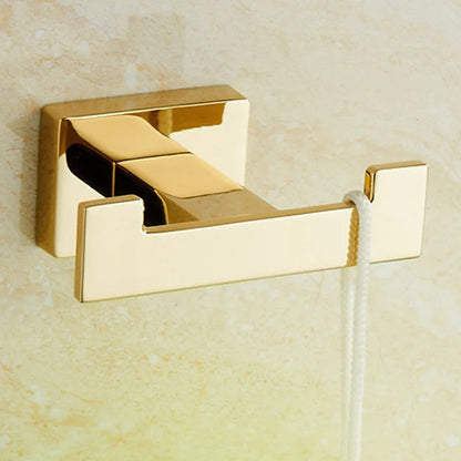Banhado a ouro Brass Made Toalha Bar, Toilet Paper Holder, Robe Hook, Acessórios do banheiro, Hardware, 4 Pcs Set