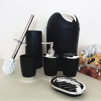 6 Piece Set Luxury Bathroom Fashionable Toilet Supplies Toilet Brush Set Lotion Bottle Toothbrush Holder Soap Box Trash Can