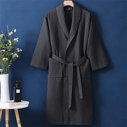 Luxurious Waffle Cotton Bathrobe - Aura Banho