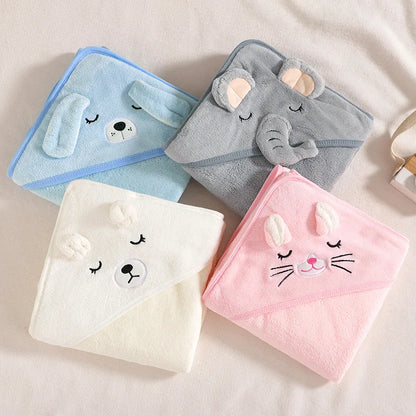 Baby Bath Towels With Cartoon Print and Hood