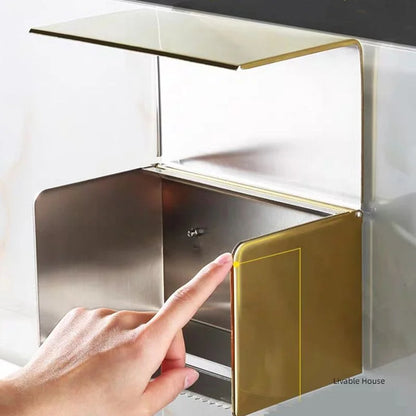 Caixa de papel higiênico suporte do telefone ouro aço inoxidável rolo rack papel à prova dwaterproof água suporte toalha banheiro preto caixa tecido