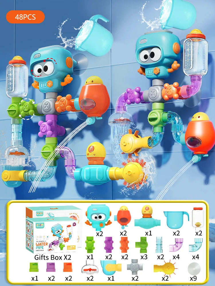 Rotating Tube and Water Play Set for Children's Bath Time
