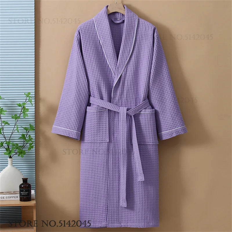 Luxurious Waffle Cotton Bathrobe - Aura Banho