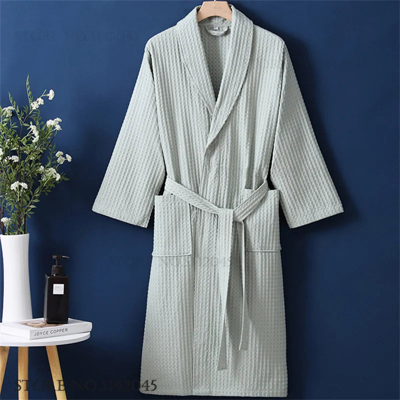Luxurious Waffle Cotton Bathrobe - Aura Banho