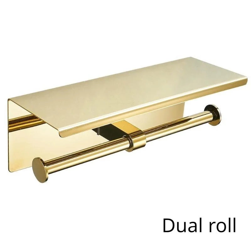 Suporte de rolo de papel higiênico multifuncional com prateleira, dispensador de papel higiênico montado na parede, suporte de papel higiênico para banheiro