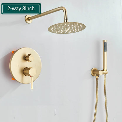 Brushed Gold Rainfall Shower System with Mixer